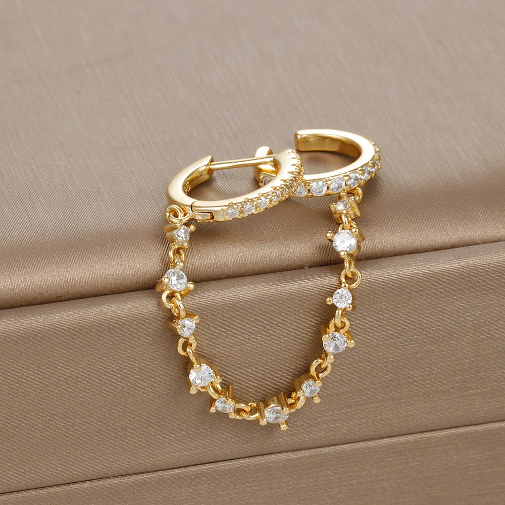 Crystal Chain Drop Earrings Stainless Steel