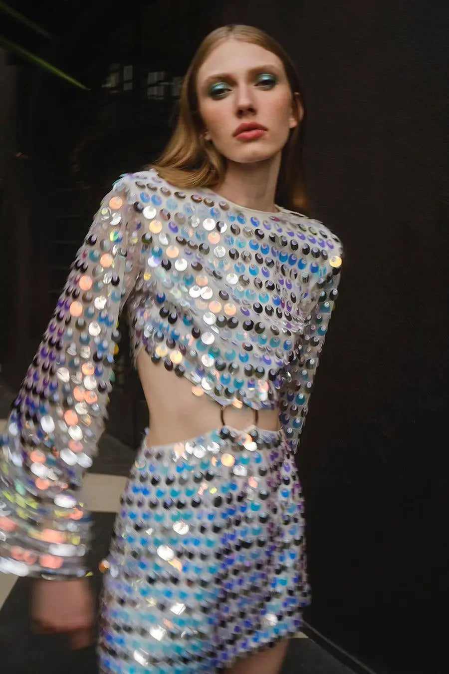 Sequins Hollow Out Mini Dress