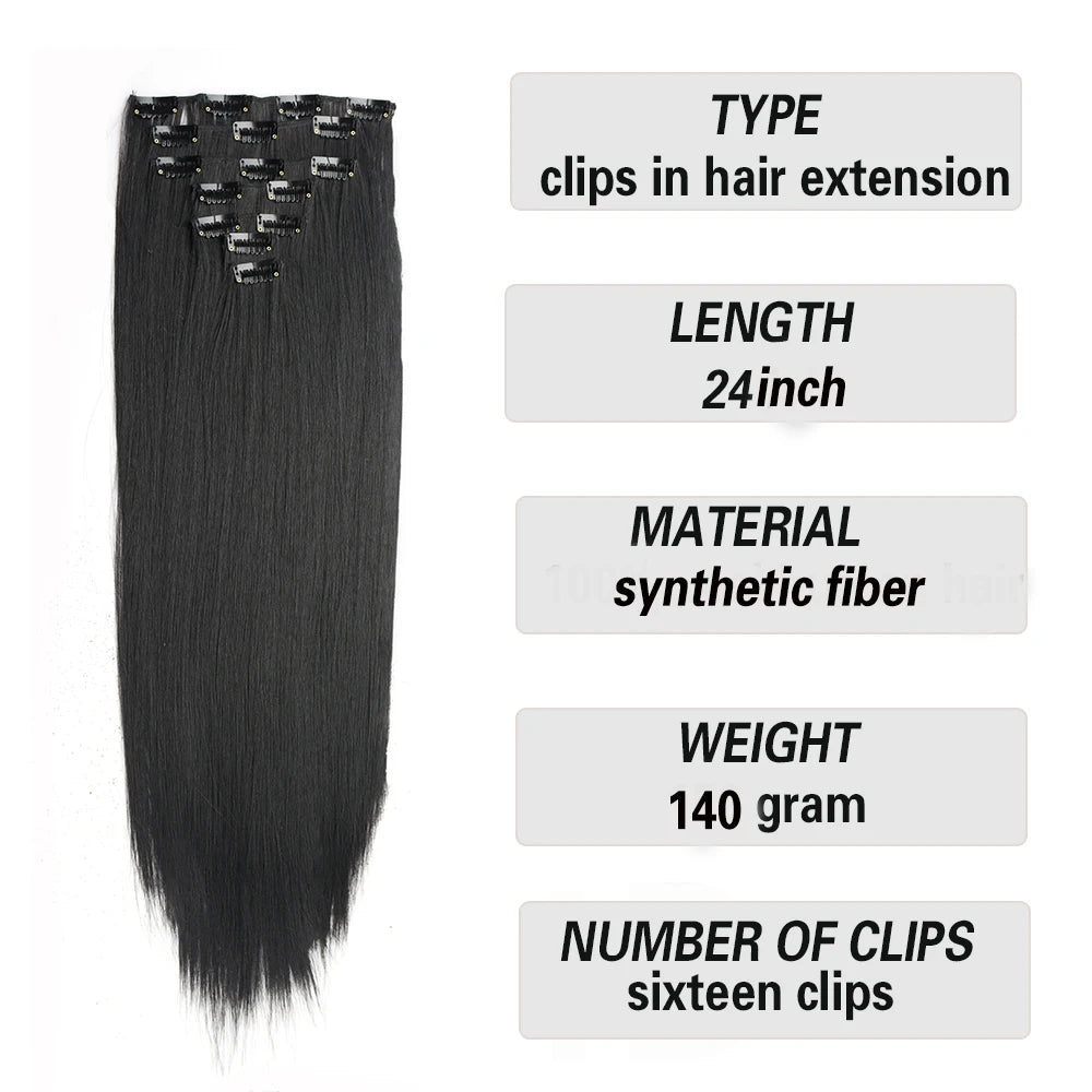 Long Straight Synthetic 16 Clips