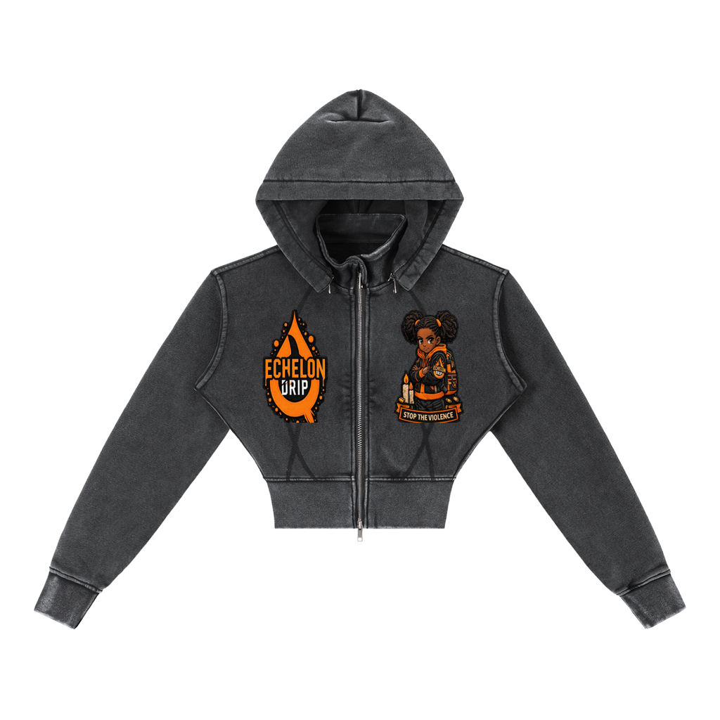 Vintage Washed Cropped Fleece Hoodie