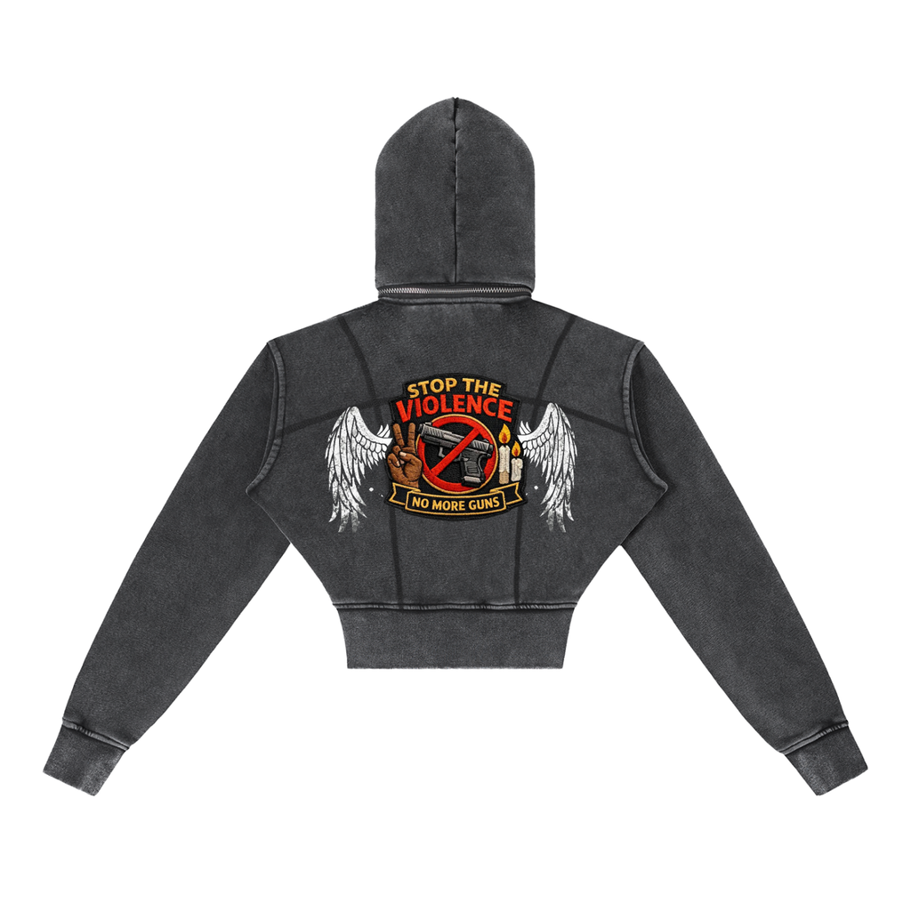 Vintage Washed Cropped Fleece Hoodie