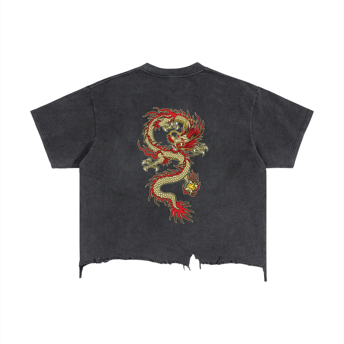 Echelon Peace Rose Vintage Wash Boxy Distressed Hem T-Shirt
