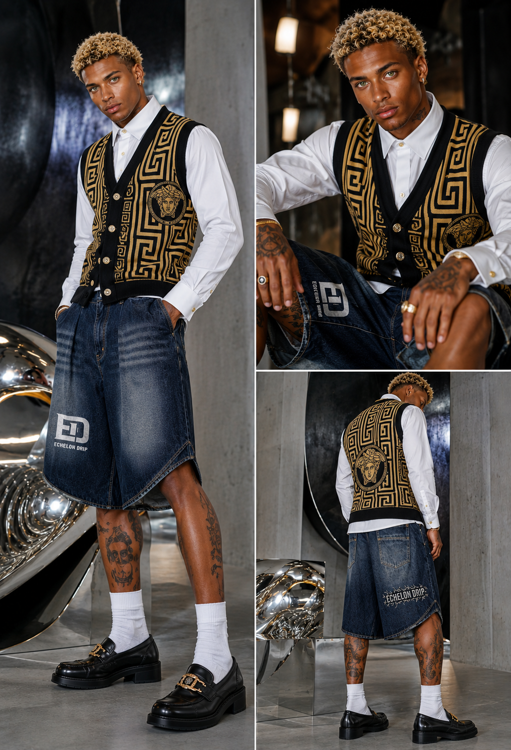 Echelon Men’s Wide Leg Denim Shorts
